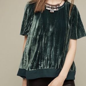Anthropologie Maeve Velvet Green top